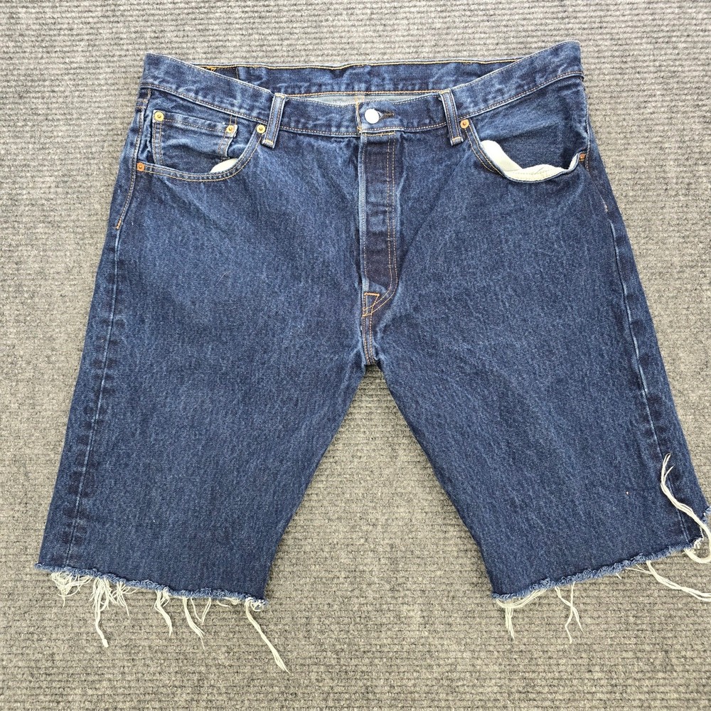 Levi's 501 Shorts Mens Size 38 Blue Cutoff Button Fly Distressed