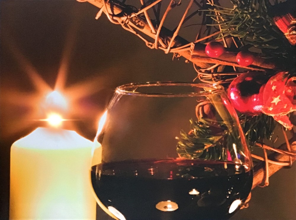 Wine Candle Lighted Wall Art Print with LED Flickering Light - 12