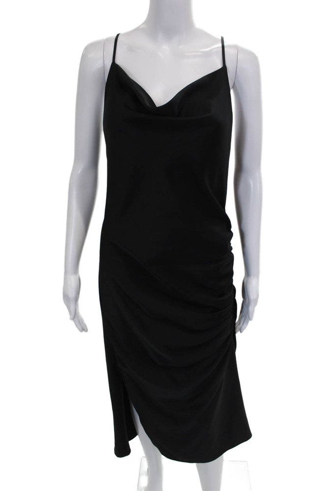 Zara Basic Women Slip Dress Black Cowl Neck Sleeveless Polyester Size LFree Shipping in US $100+ Orders | $6.95 Orders Below