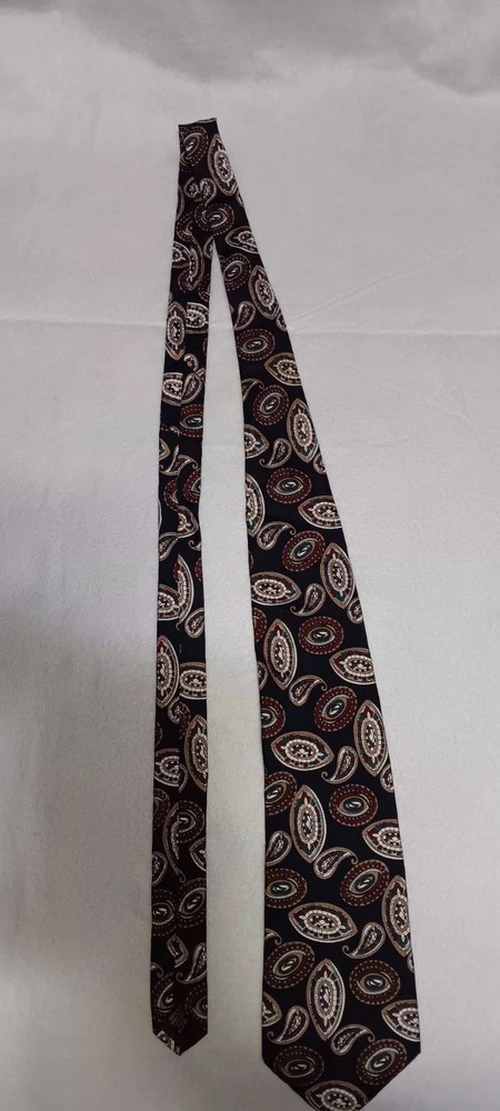 Vintage Pierre Cardin Tie Mens Navy Blue Multicolored Paisleys 100% Silk...