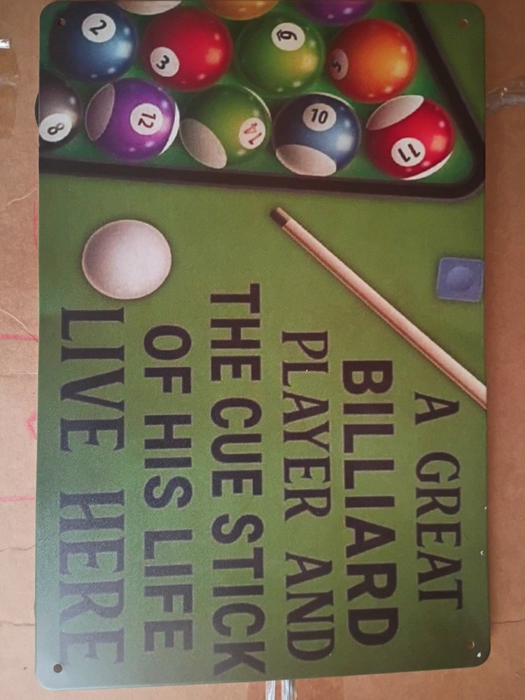 Billiard Sign Metal Wall Decor Pool Room Decor