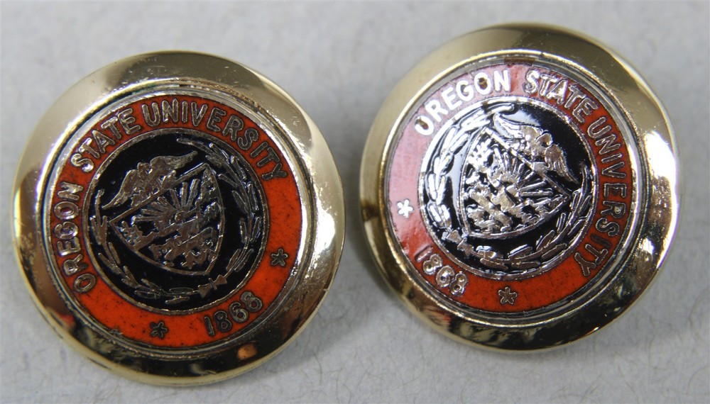BEN SILVER NY 24K Gold-Plated Cloisonne BLAZER BUTTONS OREGON STATE UNIVERSITY