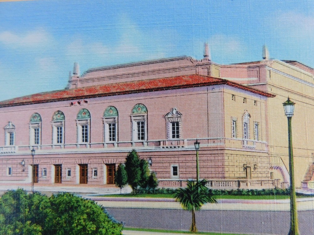 Municipal Auditorium Pasadena California Linen Vintage Postcard