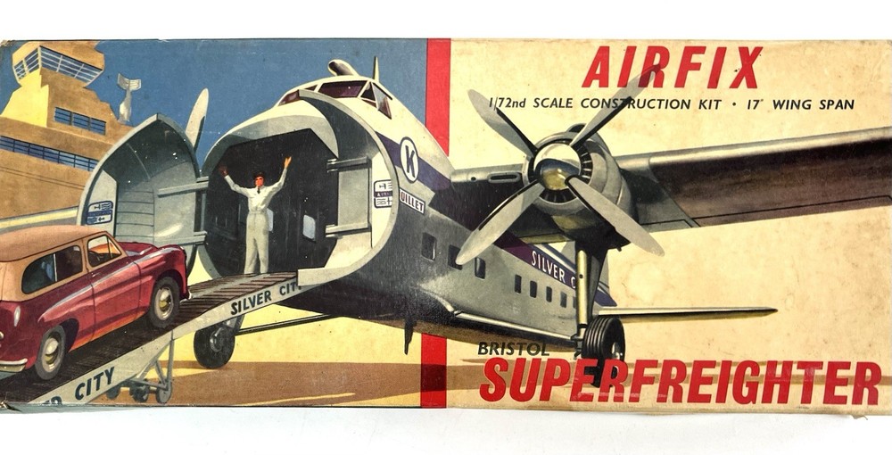 Vintage 1959 AIRFIX BRISTOL Mk. 32 SUPERFREIGHTER SILVER CITY 1/72 - Incomplete