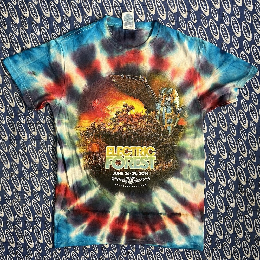 Electronic Forest 2014 EDM Music Festival Tie Dye T Shirt Size Small Unisex