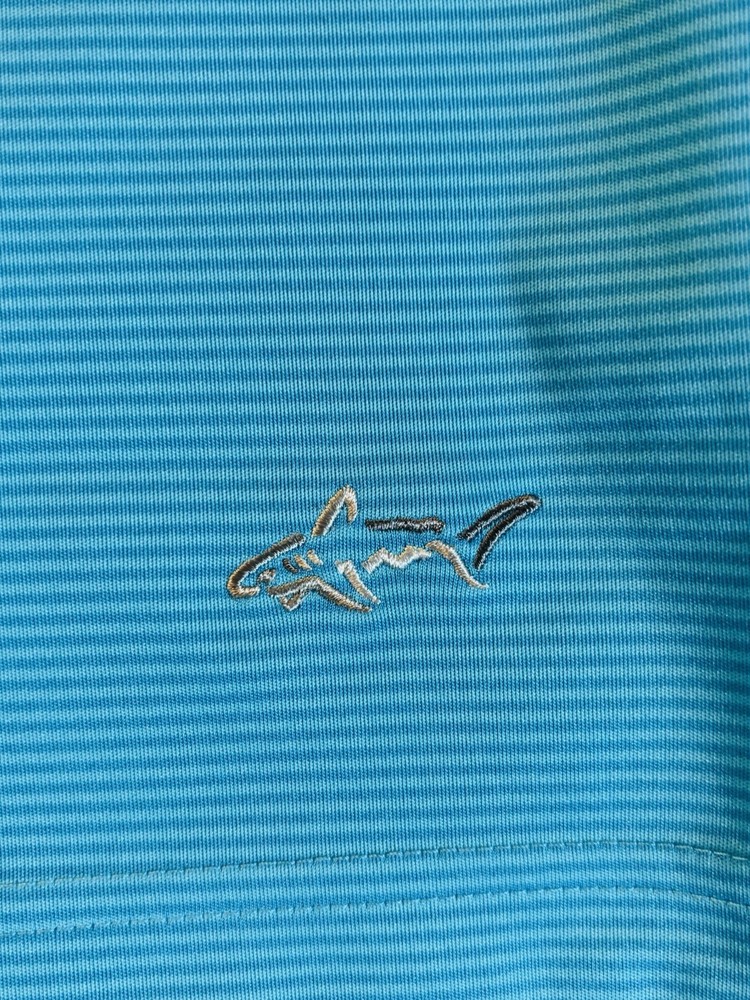Greg Norman Mens Xl  Striped Golf Shirt  Play  Dry Ml75 Blue Aqua