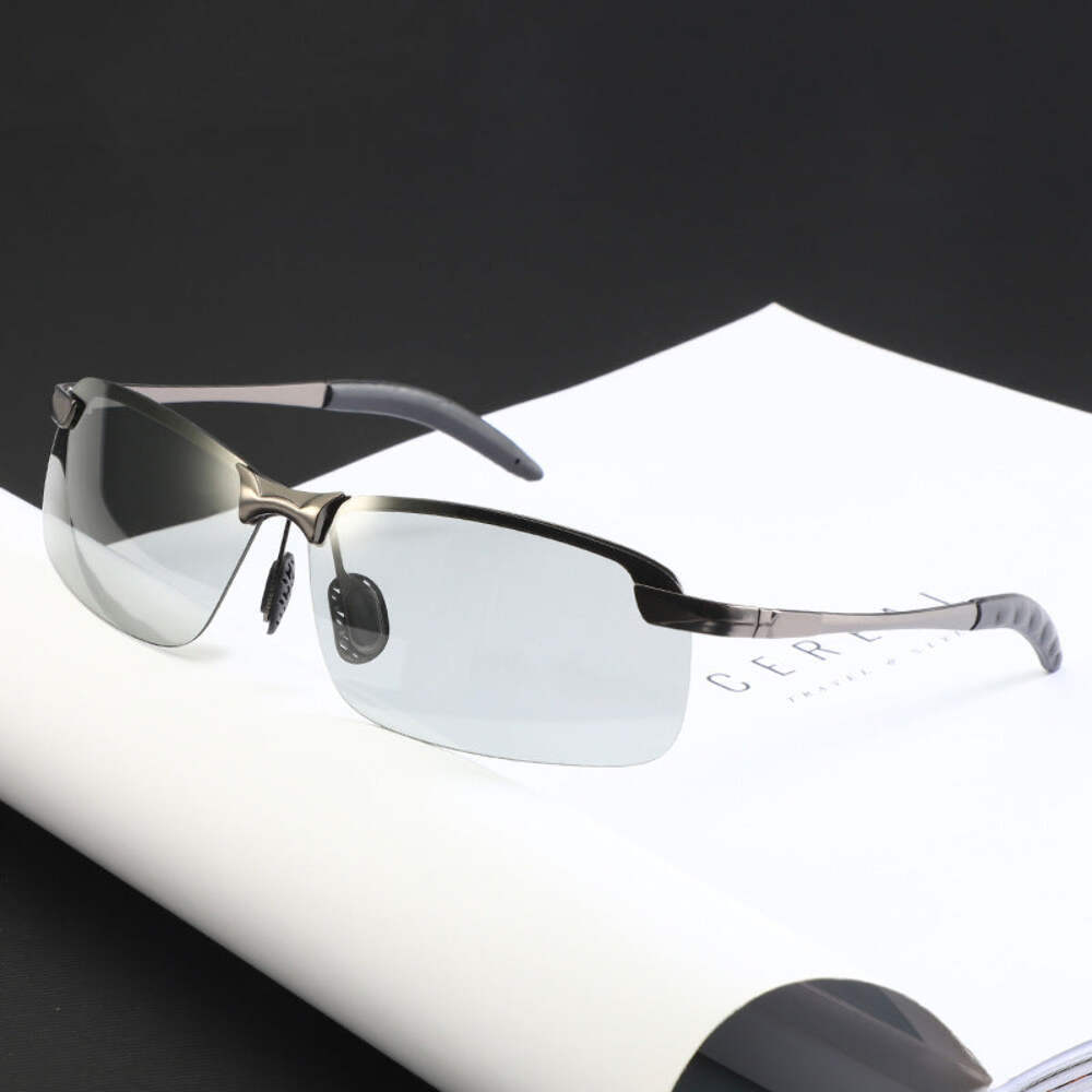 Polarized Day And Night Color Changing Glasses With Vintage Metal Frame And Resi