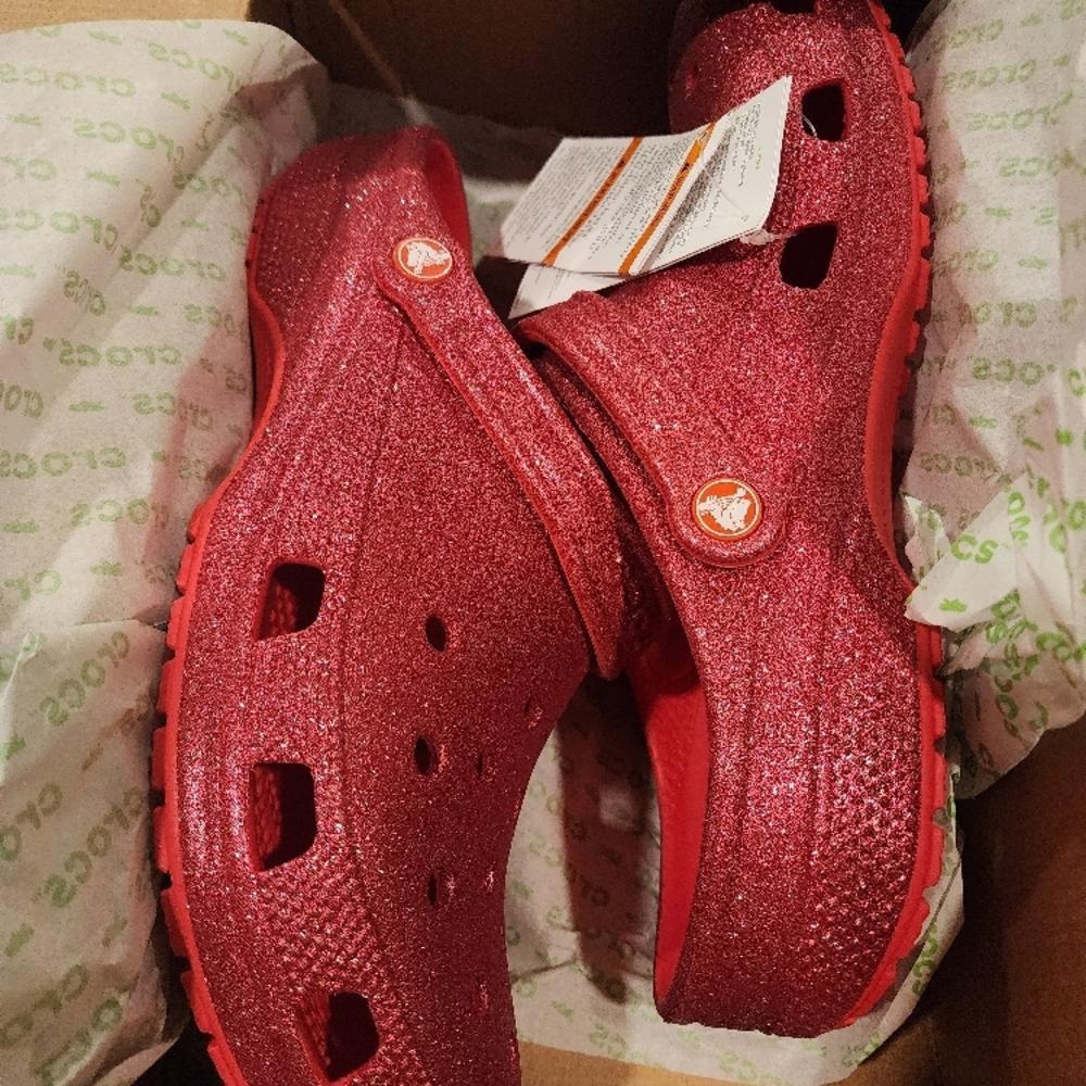 NWT Crocs Glitter Clogs - red