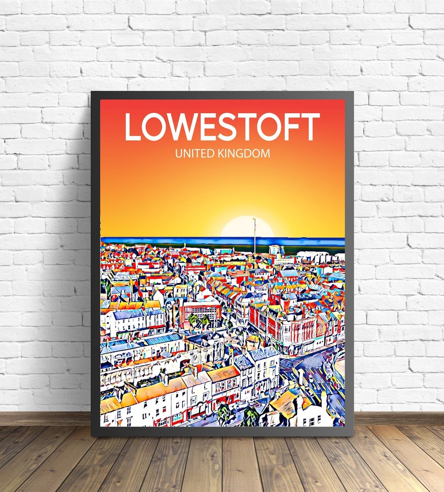 Lowestoft Uk Art Poster Sunset Night Poster Art Print Lowestoft City Modern
