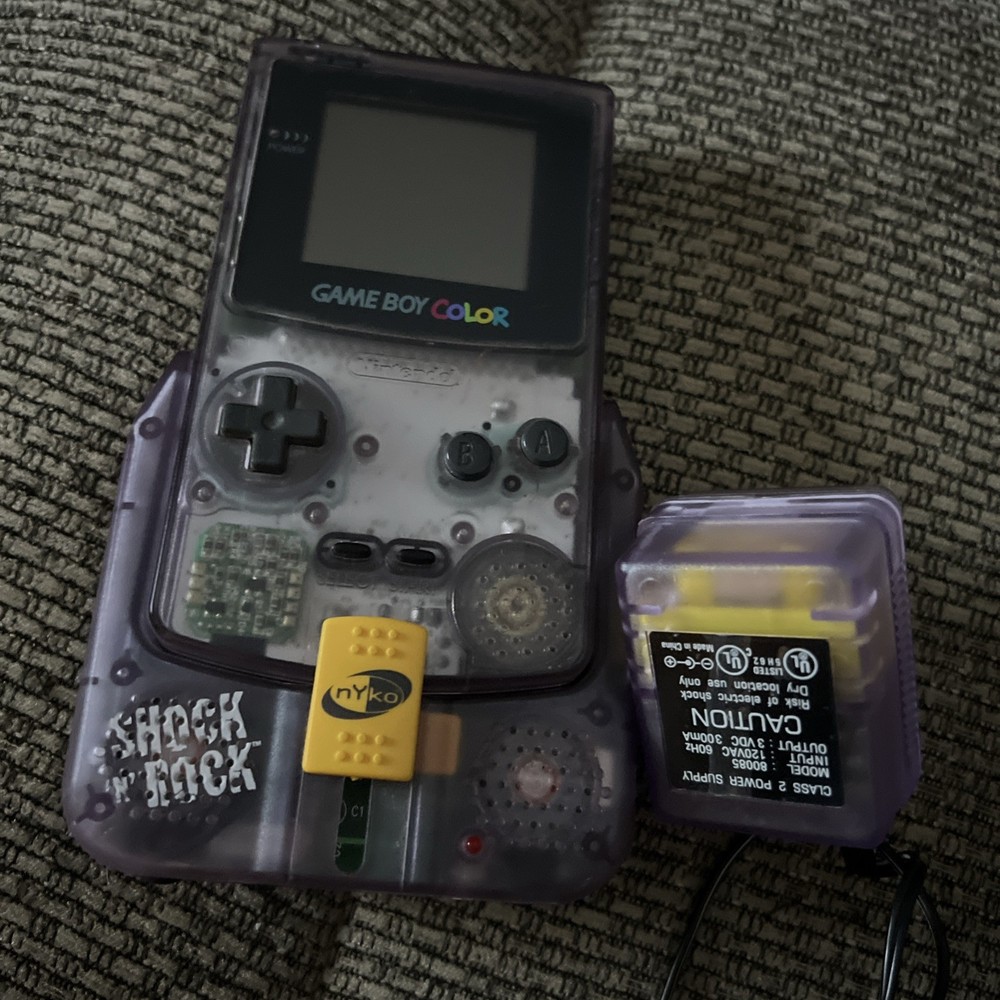 Nintendo Game Boy Color Handheld System - Atomic Purple With Shock N Rock Tested