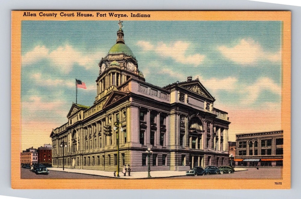 Fort Wayne IN-Indiana, Allen County Courthouse, Antique Vintage Postcard