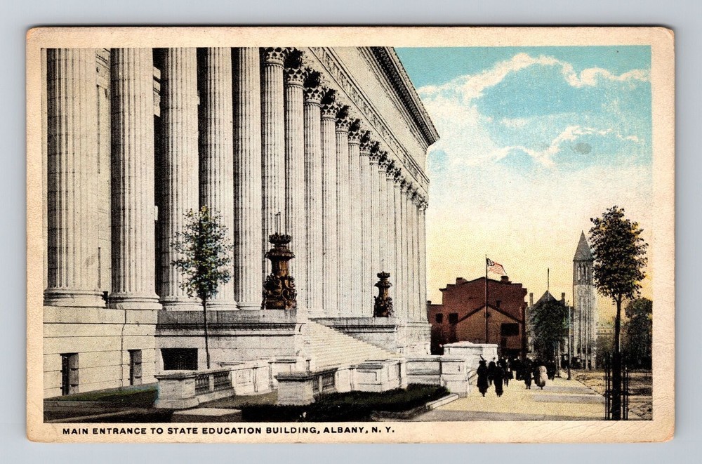 Albany NY-New York Main Entrance to State Education Building Vintage Postcard