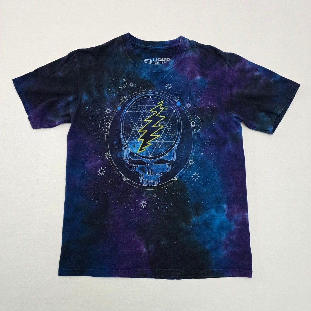 Liquid Blue Grateful Dead Steal Your Face Galaxy Tie Dye T-Shirt Mens Small