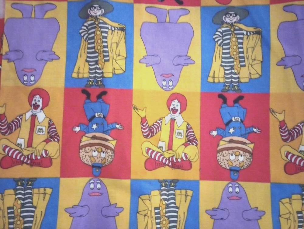 Ronald grimace mcdonalds fun fabric 11 by 8.5 inch 1pc