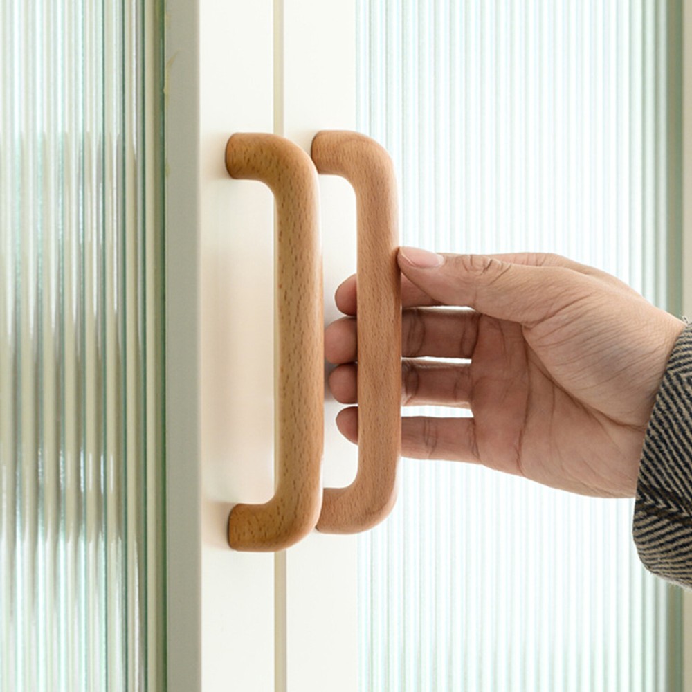 Round Head Feech Fi-fold Door Wood Handle Wardrobe Cupboard Drawer Knob Handle F