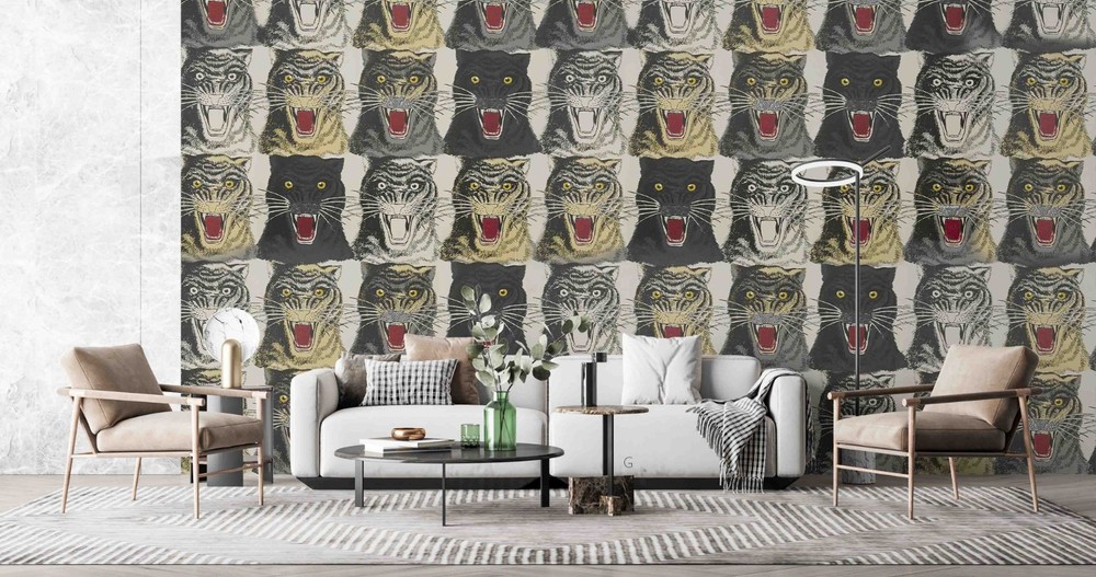 3D Cat Gucci Pattern Wall Murals Wallpaper Murals Wall Sticker