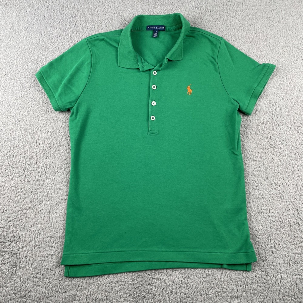 Polo Ralph Lauren Ladies Large Green Shirt Embroidered Ultra Soft 100% Cotton