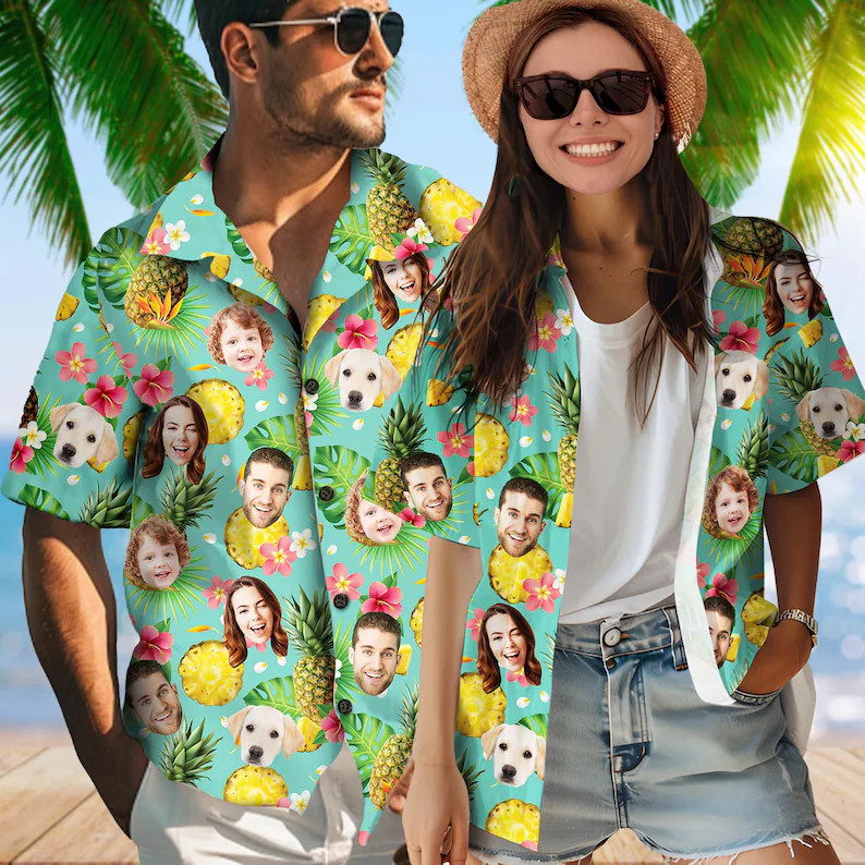 Custom Face Personalized Hawaiian Shirt Photo Funny Aloha Summer Gift