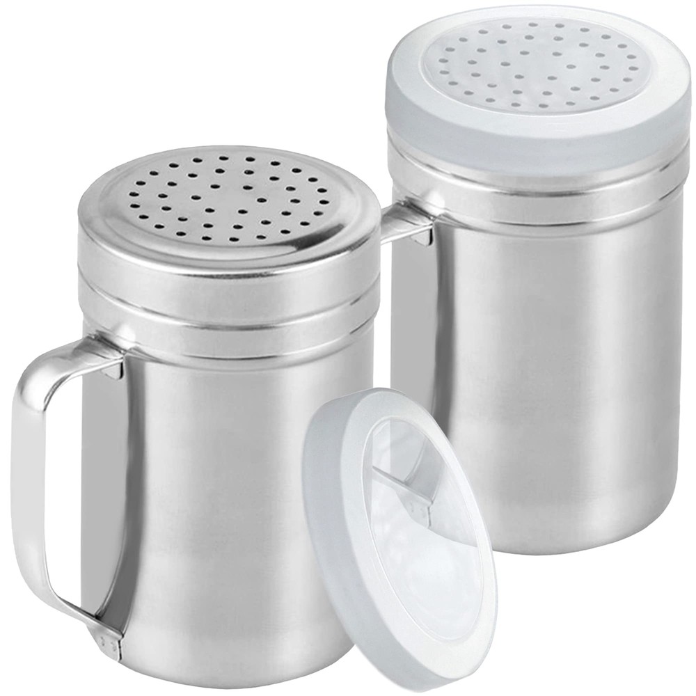 Large Metal Salt Pepper Cooking Dredge Shakers - With Handle - Seasonings Spi...