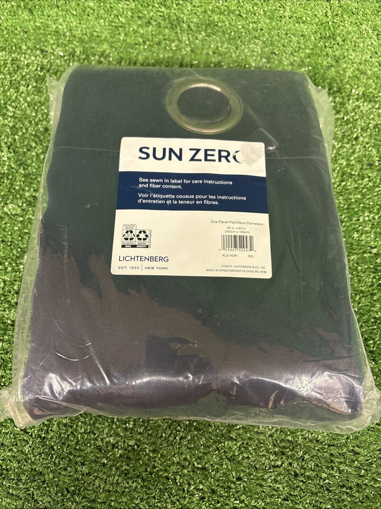 Energy-Efficient Sun Zero Barrow Navy Grommet Curtain Panel 80x63 Inches