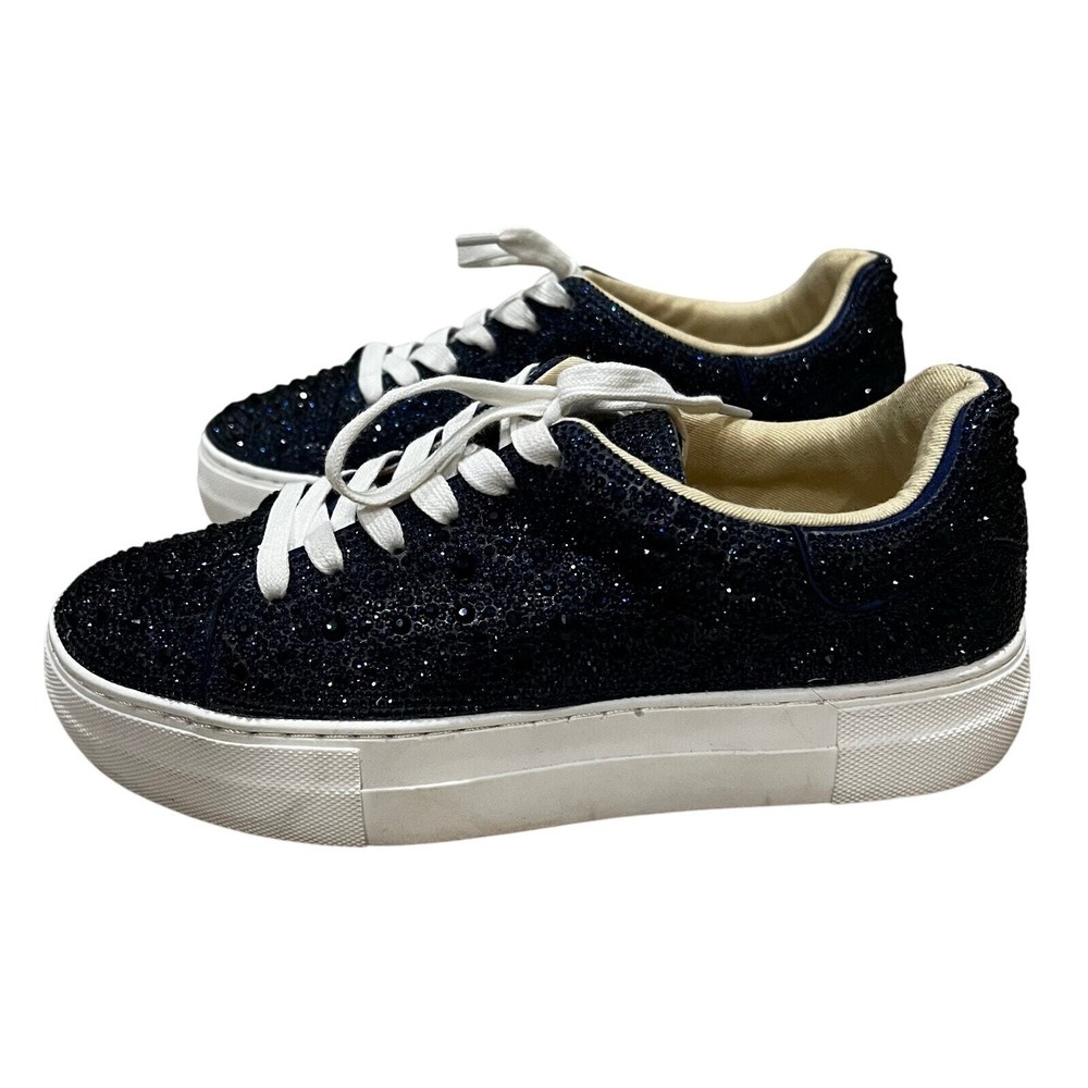 Betsey Johnson Sidny navy Rhinestone Sneakers Women’s Size US 8 sparkly shiny