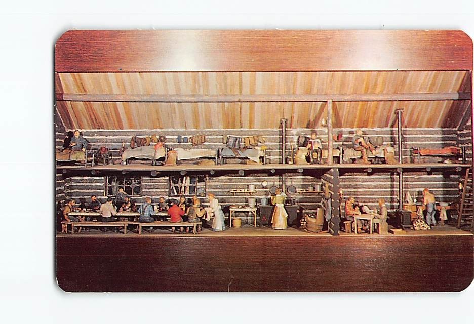 Postcard Logging Diorama Adirondack Museum Blue Mountain Lake New York USA