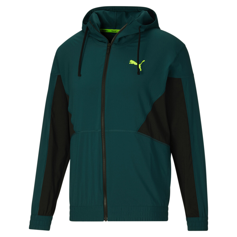 Puma  Fit Woven Jacket Mens Black, Green Casual Athletic Outerwear 52212824