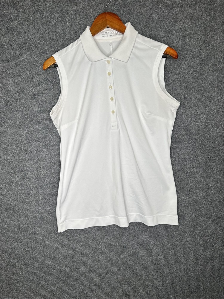 Women’s Golf  Polo Size M Shirt Nike Dri-FIT  White Sleeveless Performance  Top