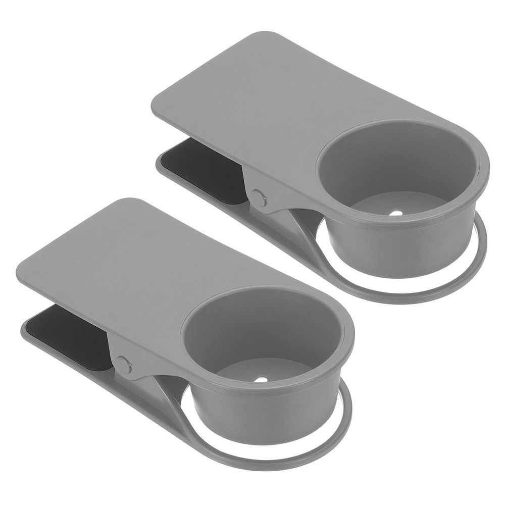 Clamp on Table Bottle Clip Couch Holder for Desk Chairs Coffee Mug, Gray, 2 Pcs