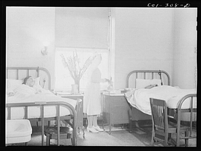 Hospital Ward Nurses Patients 1900s Interior Beds Black and White Photo