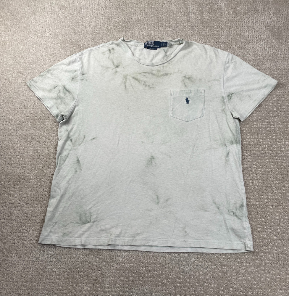 Polo Ralph Lauren T-Shirt Mens L Green Tie-Dye Classic Fit Cotton Linen Preppy