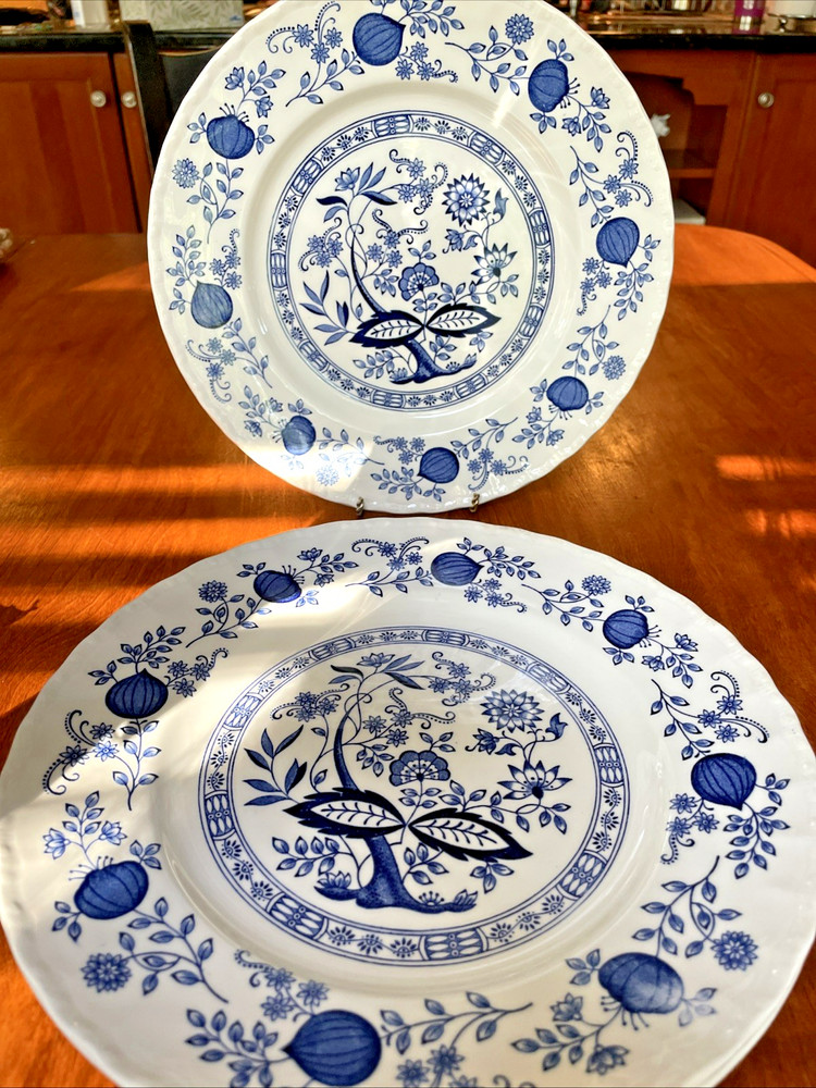 Enoch Wedgwood Blue Heritage Blue Onion Dinner Plates 10-inch Set of 4 Classic
