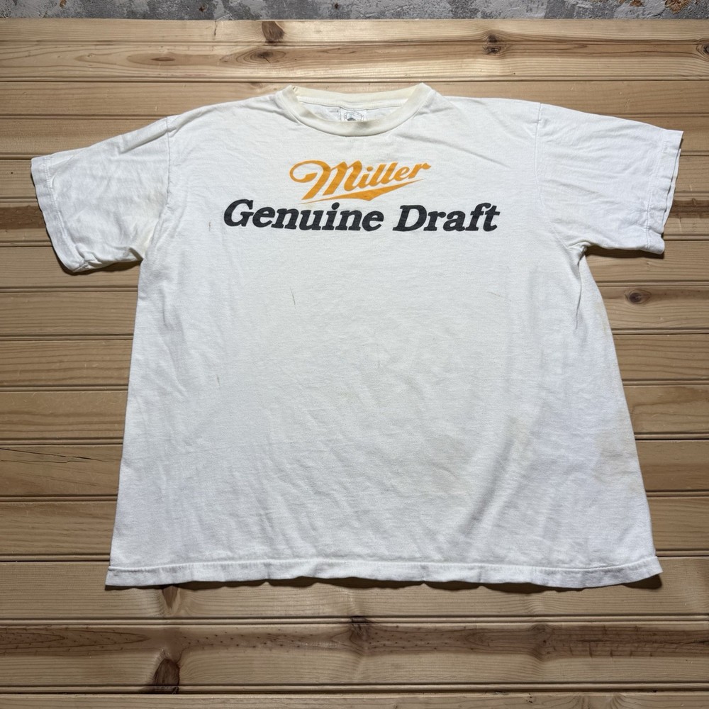 Vintage 80s Miller Genuine Draft MGD Beer Shirt Size XL Single Stitch