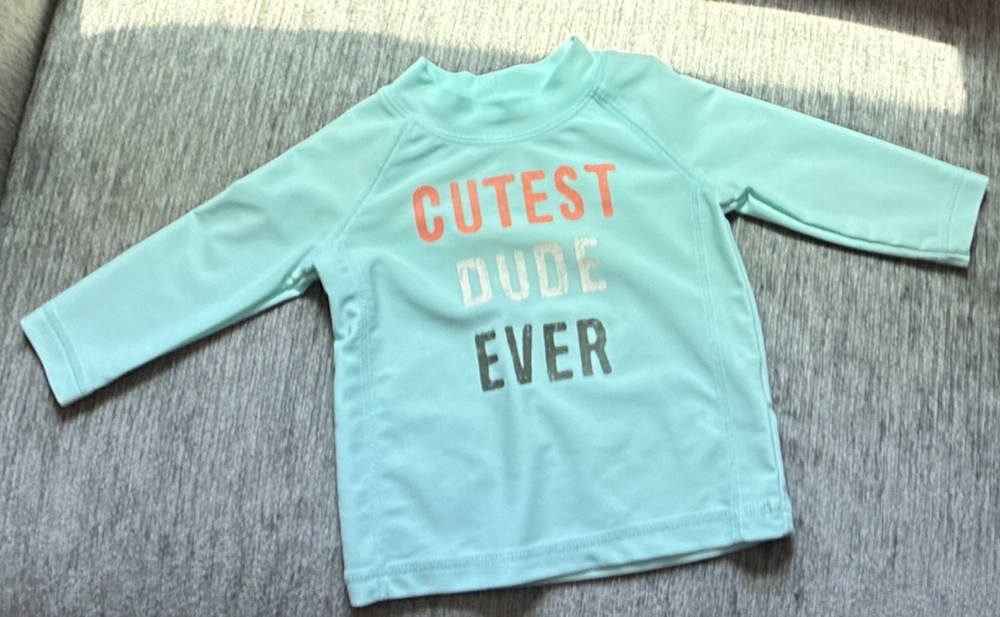 Carter's Light Blue Graphic Print Long Sleeve swimming t-Shirt 3 Months