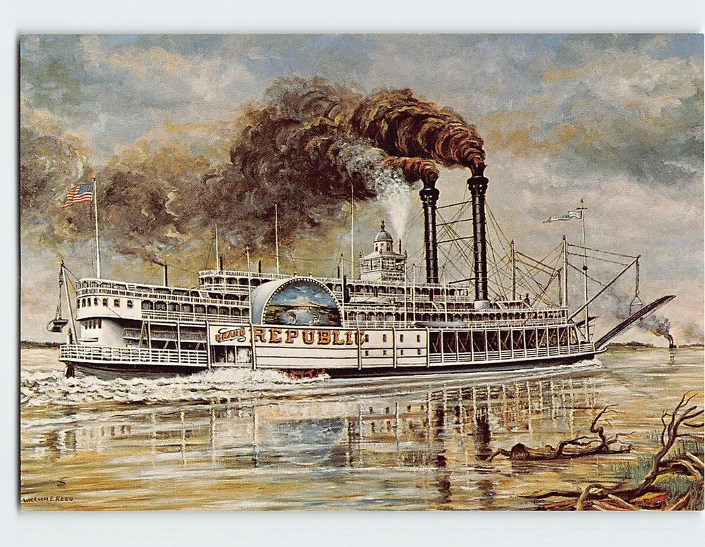 Postcard Grand Republic Boat Painting by William E. Reed