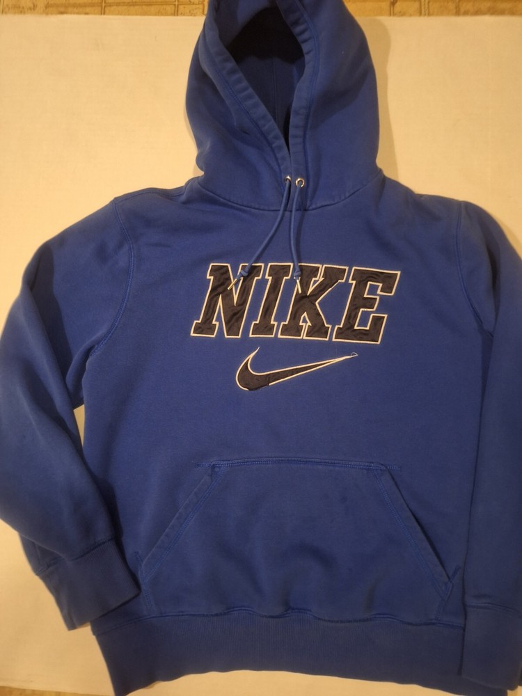Nike Mens Blue Black Swoosh Pullover Longsleeve Hoodie Size L