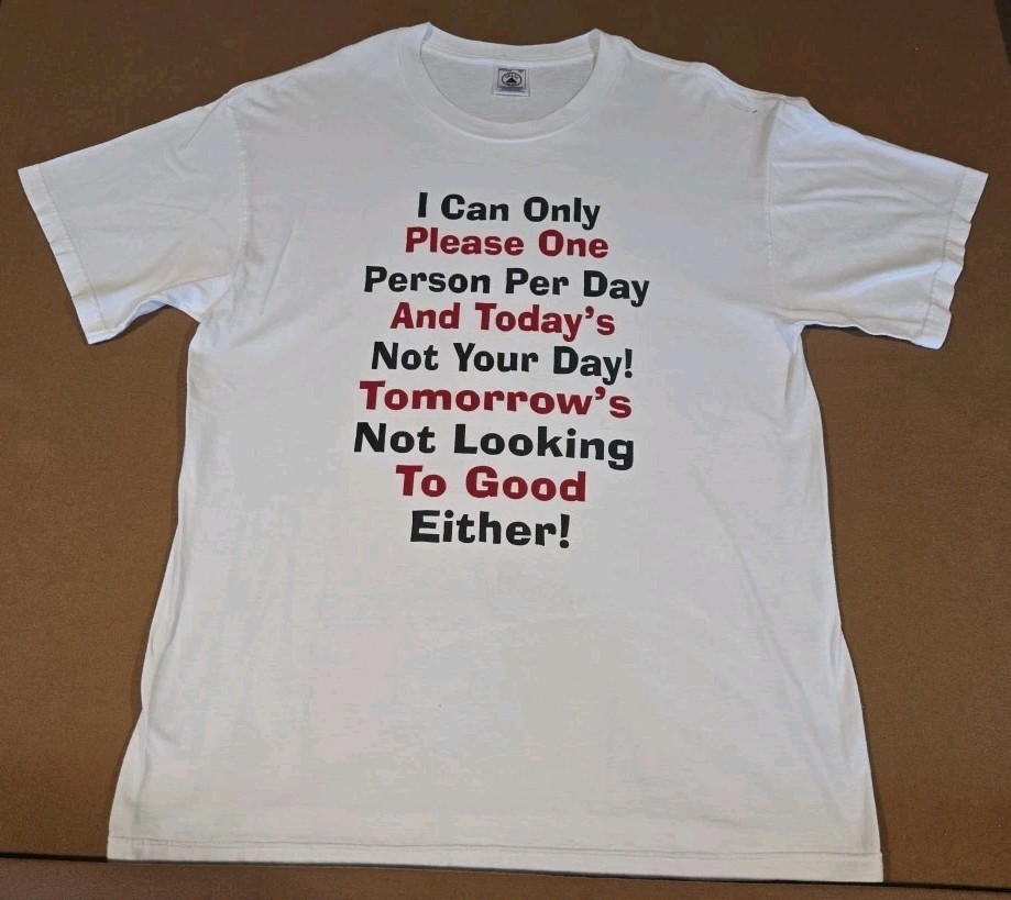 Vintage Not Your Day T Shirt Mens Size Large Black 90s Y2K Funny Humor Joke