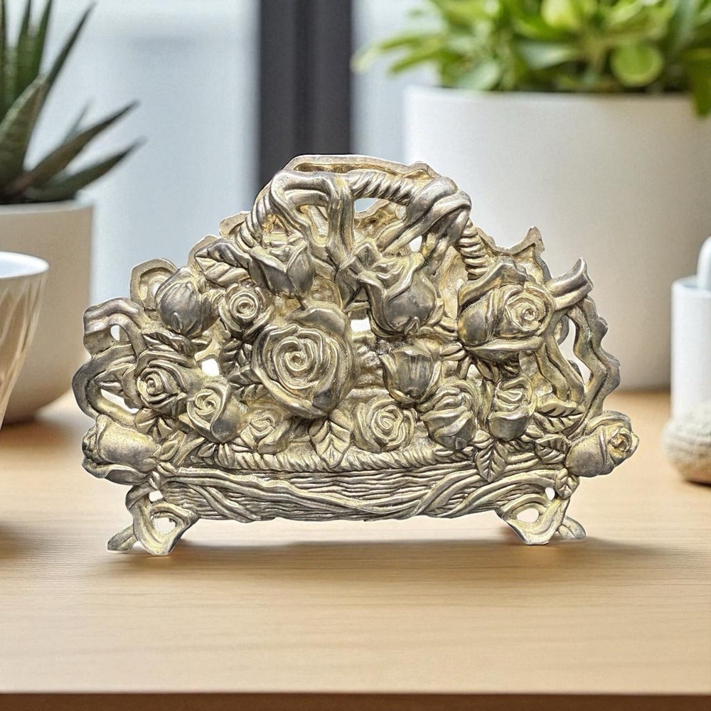 Vintage Roses Napkin Holder Tables Dinner Engraved International Silver Company
