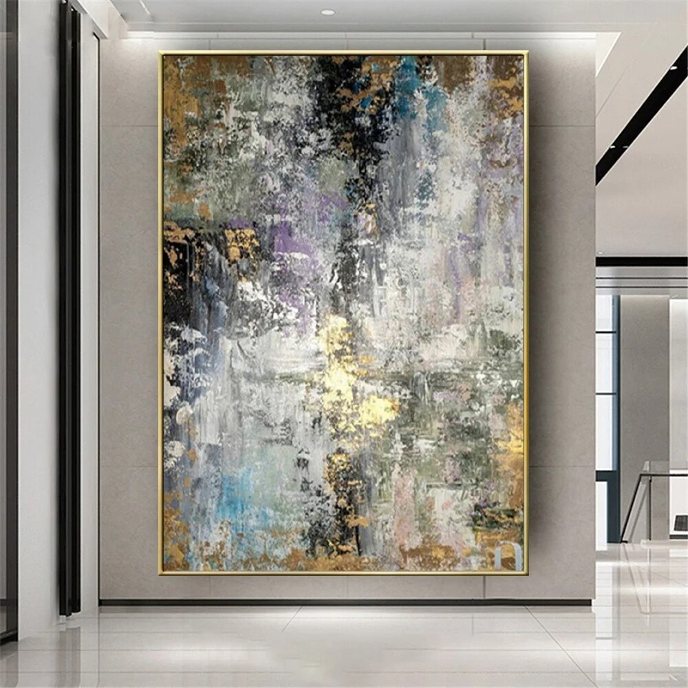 Hand-Painted Abstract Pattern Modern BlueTextured Wall Art Canvas Image