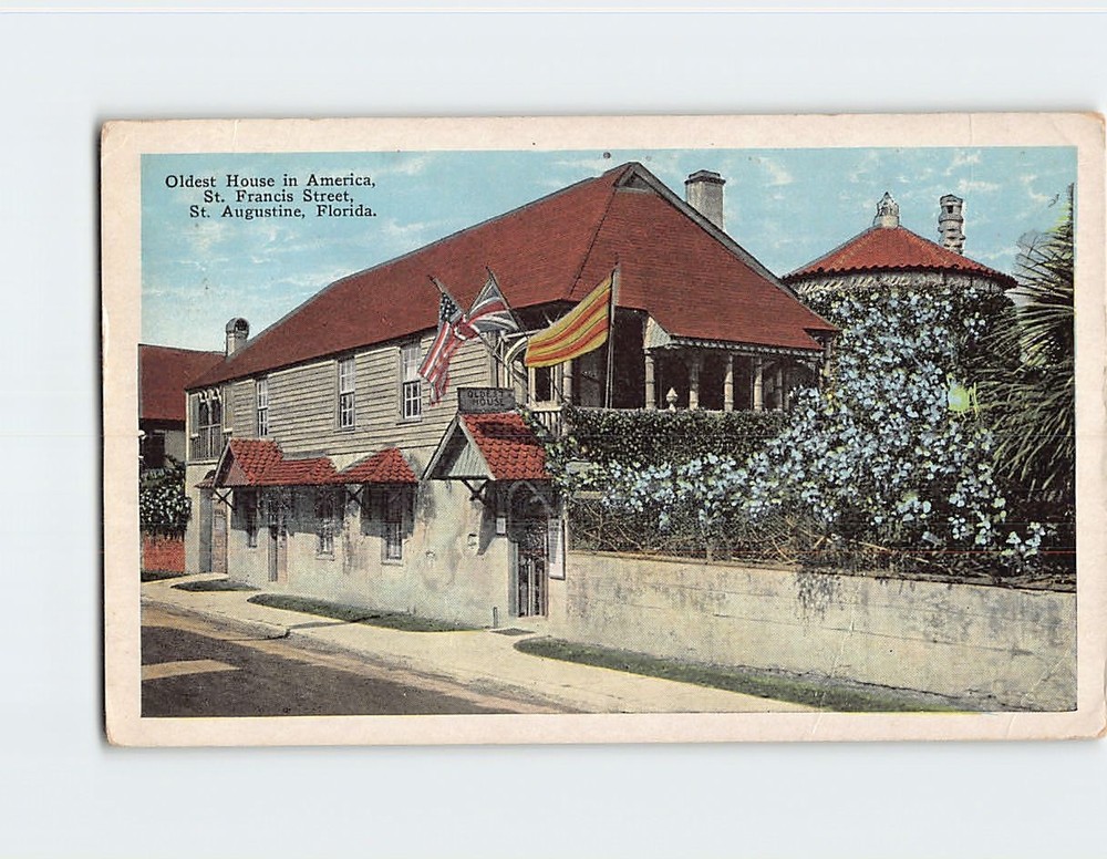 Postcard The Oldest House in America St. Francis Street St. Augustine Florida