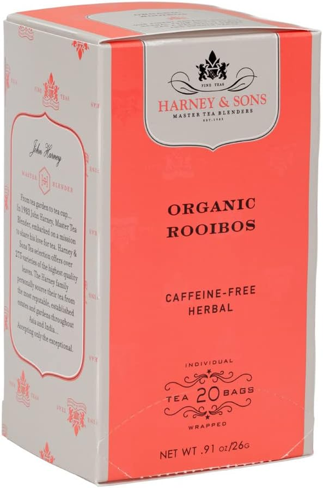 Premium Tea, Organic Rooibos Herbal Tea, Individually Wrapped Tea Bags, 20/Box