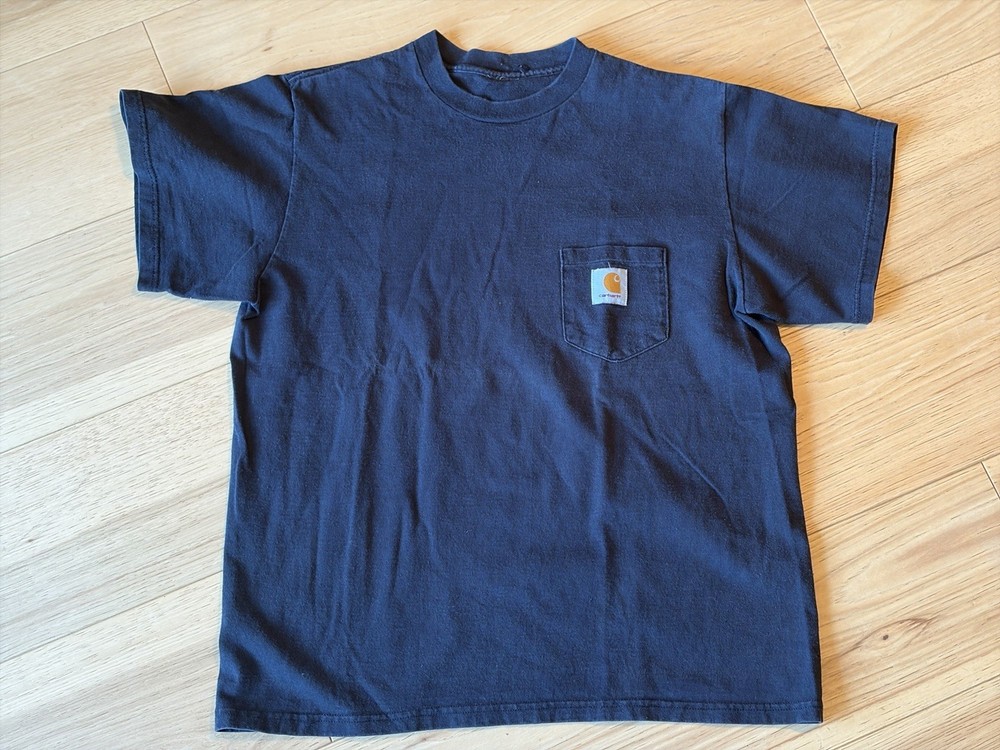 Carhartt Navy Blue Logo Pocket Cotton Crew Neck Short Sleeve Men's T-Shirt