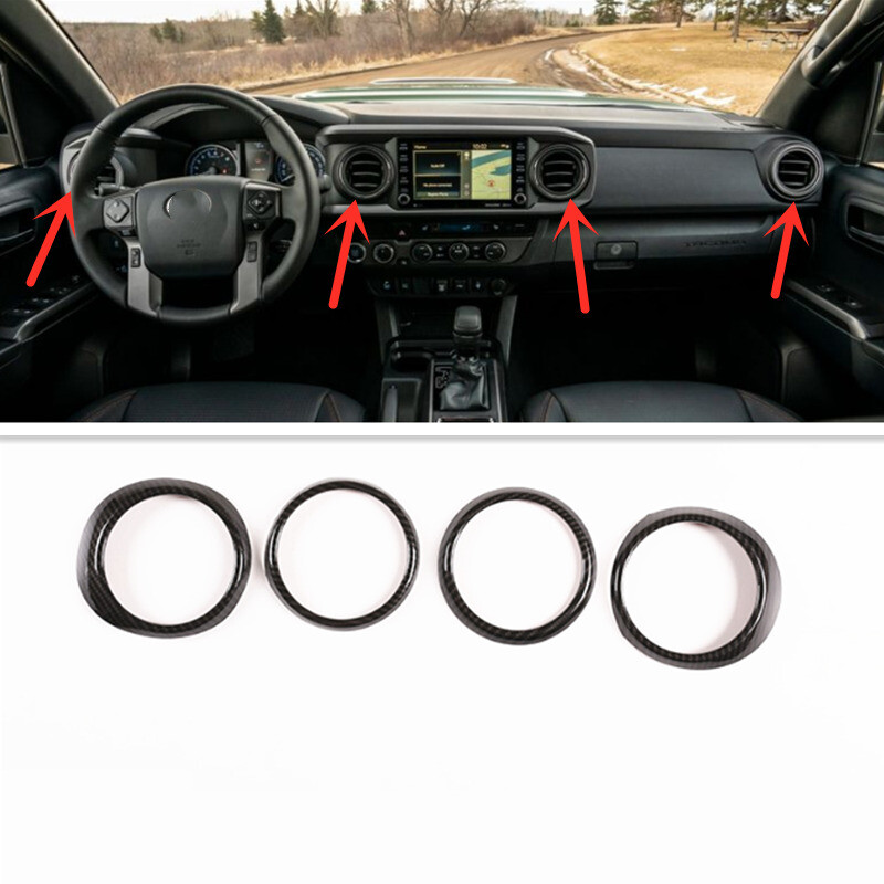 Fit Toyota Tacoma 2016-2023 Car Dashboard Air Vent Cover Trim Carbon fiber 4pcs