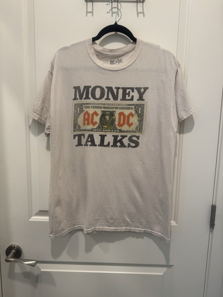 AC/DC Money Talks Song White T-shirt Size L