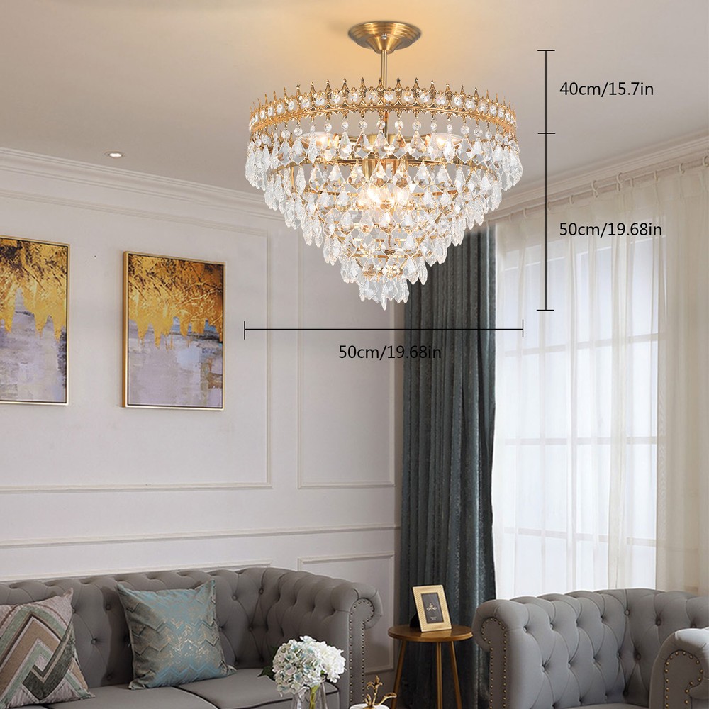 Vintage K9 Crystal 8-Light Pendant Chandelier with Clear Crystals