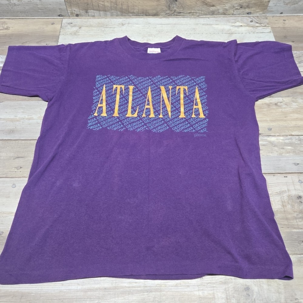 vintage ATLANTA GEORGIA t-shirt single stitch size L 80s 90s made in USA purple