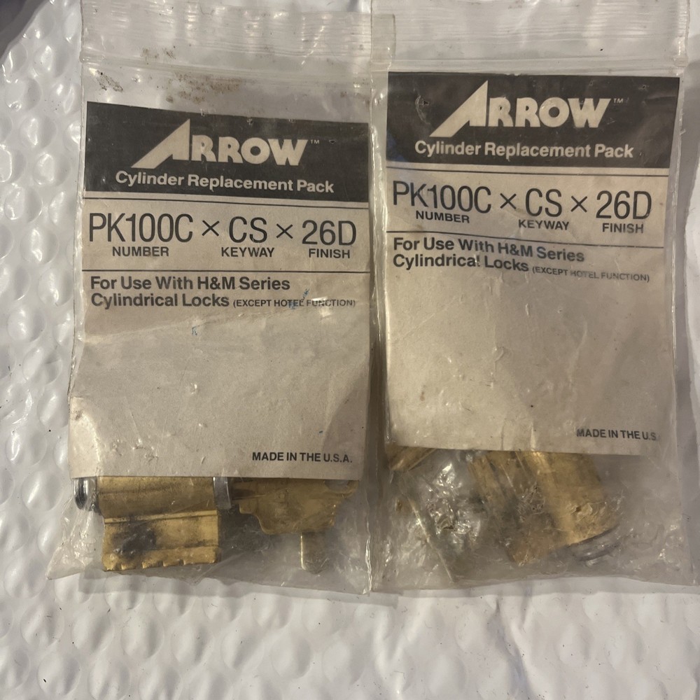 Lot of 2 Arrow Cylinder Core CS 26D Schlage CS keyway PK100C