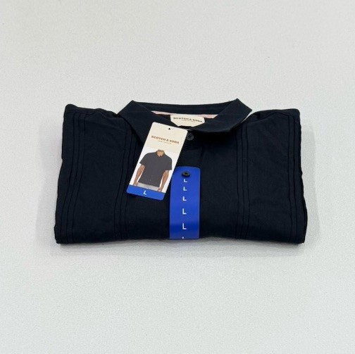 Scotch & Soda Men's Linen Blend Short Sleeve Woven Shirt, Blue, Size L