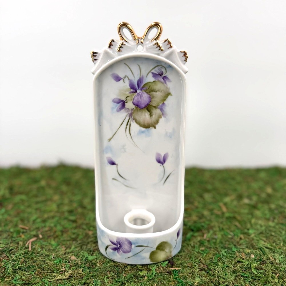 Vintage Porcelain Candle Sconce Hand Painted | Shabby Chic | Cottage