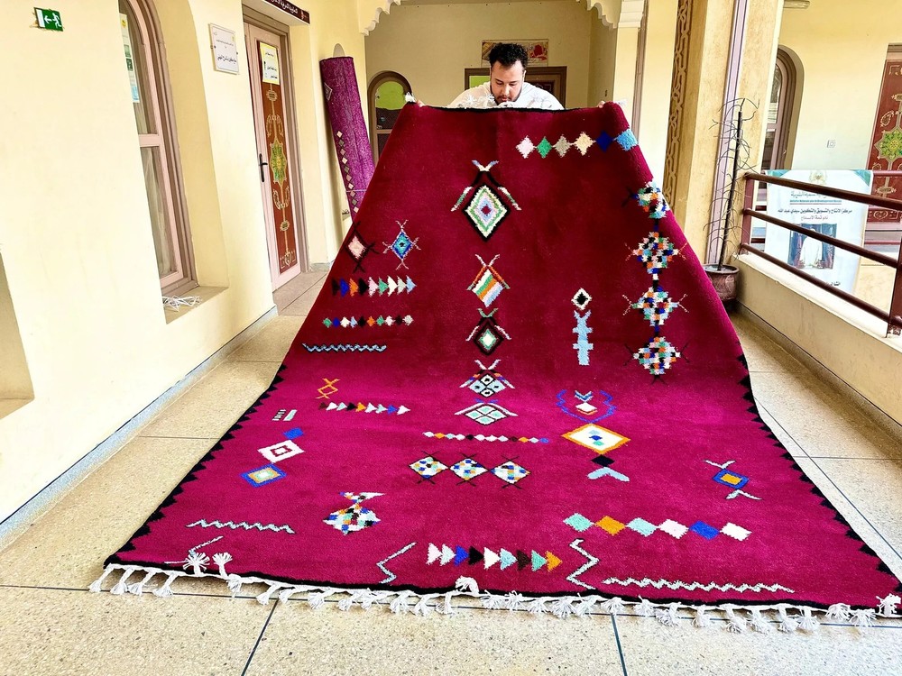 Hand Knotted Moroccan Berber Wool Rug Color Multicolor Handmade Area Carpet Rug